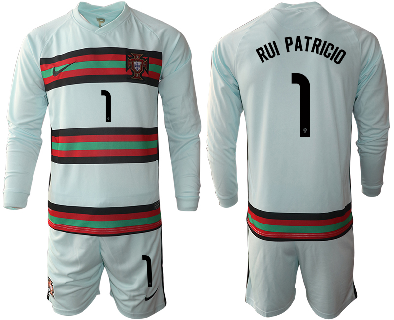 Men 2021 European Cup Portugal away Long sleeve #1 soccer jerseys
